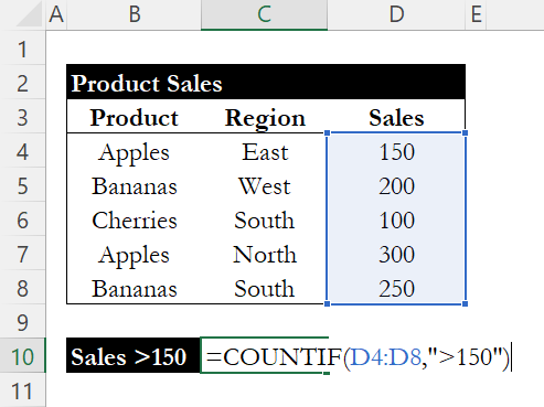 COUNTIF formula with greater than condition