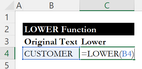 LOWER formula applied to CUSTOMER