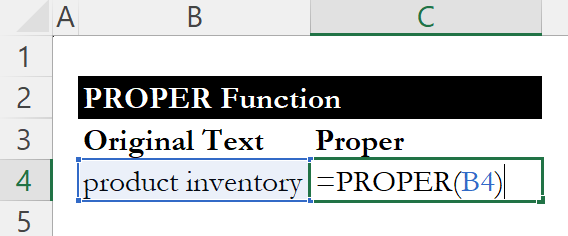 PROPER formula applied to product inventory