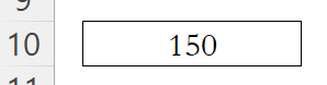 SUM result showing 150